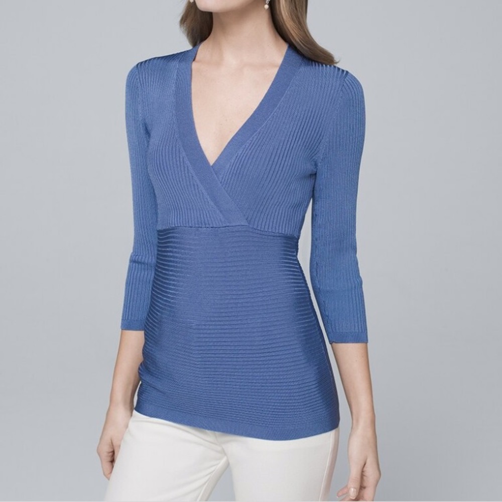 WHBM NWOT Surplice Ribbed Sweater